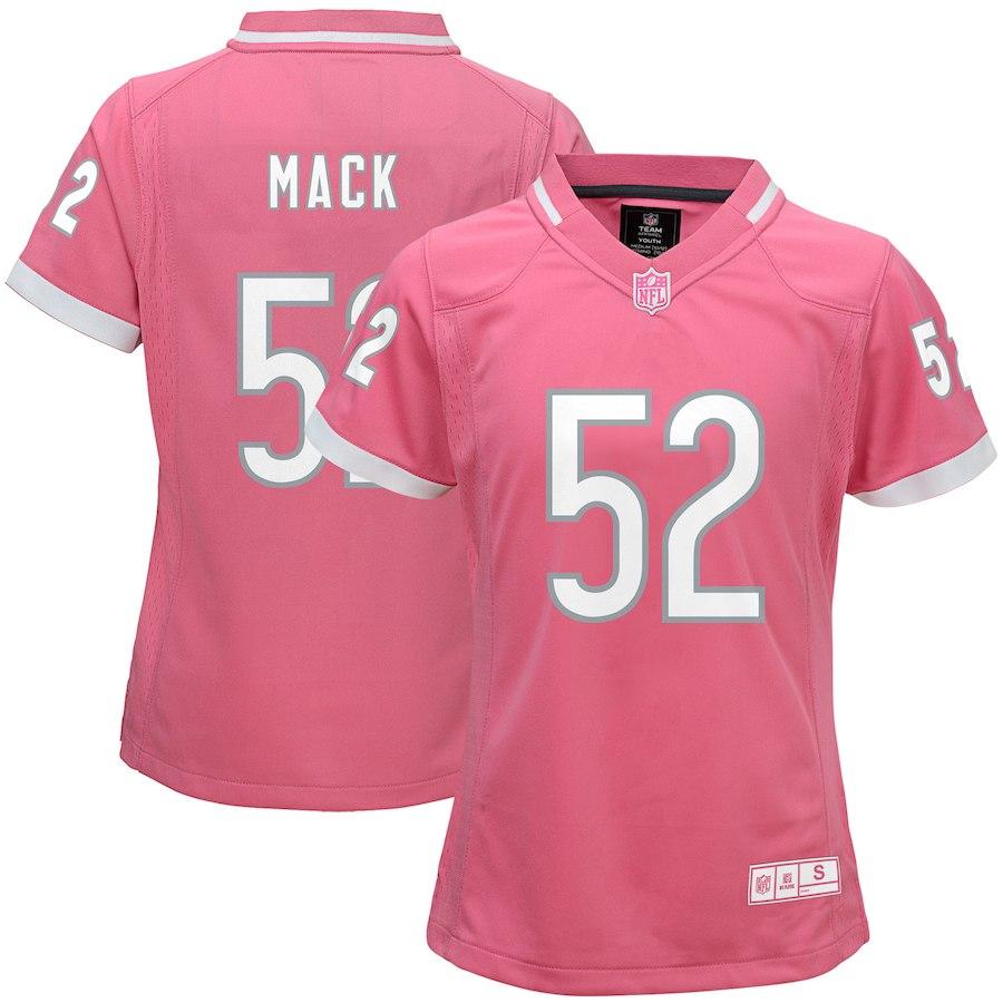 Girls Youth Chicago Bears Khalil Mack Pink Bubble Gum Game Jersey
