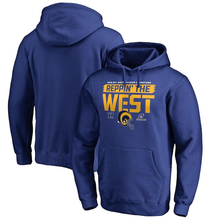 LOS ANGELES RAMS SUPER BOWL 2018 NFC WEST DIVISION CHAMPIONS FAIR CATCH PULLOVER HOODIE - ROYAL