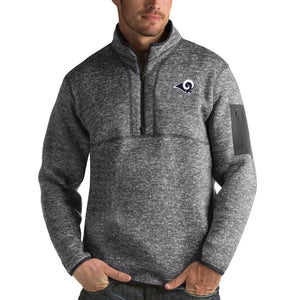 LOS ANGELES RAMS SUPER BOWL ANTIGUA FORTUNE QUARTER-ZIP PULLOVER JACKET – CHARCOAL