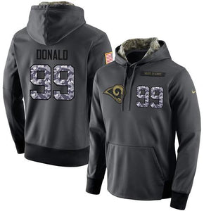 LOS ANGELES RAMS SUPER BOWL #99 DONALD STITCHED BLACK ANTHRACITE SALUTE TO SERVICE PLAYER PERFORMANCE HOODIE