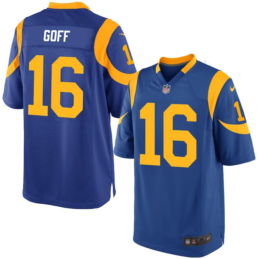 JARED GOFF LOS ANGELES RAMS SUPER BOWL YOUTH GAME JERSEY - ROYAL