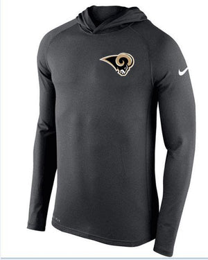 LOS ANGELES RAMS SUPER BOWL BLACK DRI-BLEND PERFORMANCE HOODED LONG SLEEVE CHRISTMAS GIFT