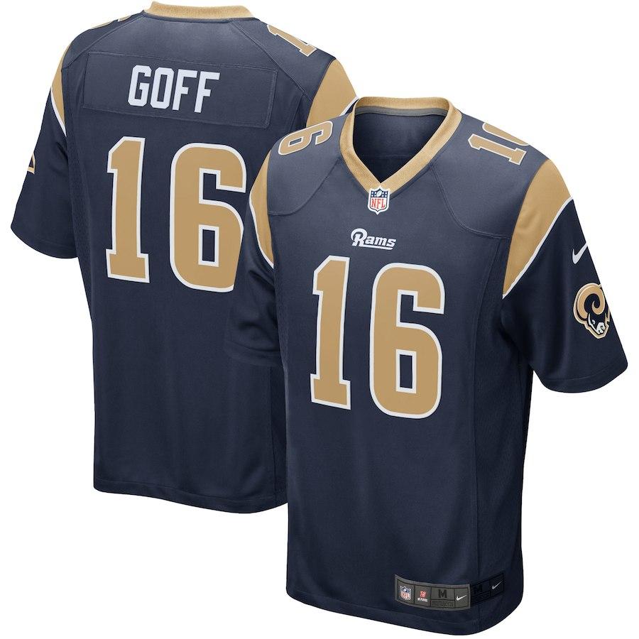 JARED GOFF LOS ANGELES RAMS SUPER BOWL PLAYER GAME JERSEY – NAVY