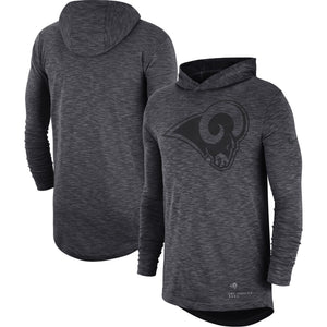 LOS ANGELES RAMS SUPER BOWL HEATHERED CHARCOAL FAN GEAR TONAL SLUB HOODED LONG SLEEVE T-SHIRT CHRISTMAS GIFT